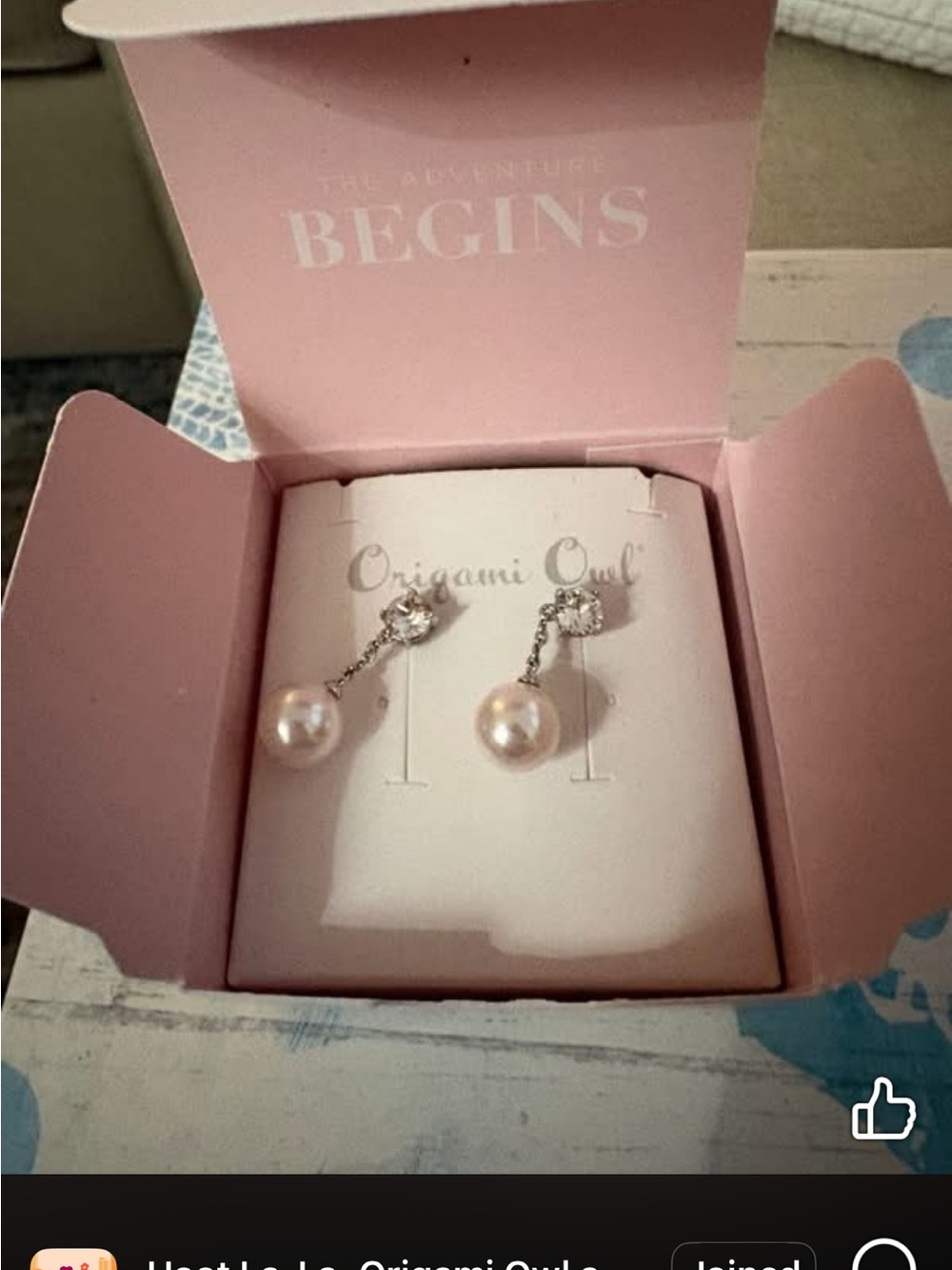 Origami Owl Silver Drop Earrings with Pink Pearls